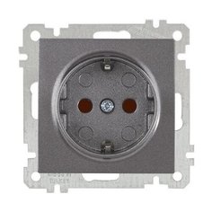 Розетка 1-ая (скрытая, без рамки, с/з, шторки) дымчатая, DARIA, MUTLUSAN (16 A, 250 V, IP 20) (2100 605 0295)