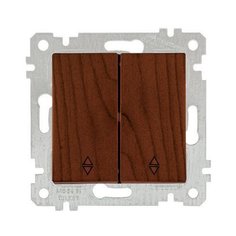 Выключатель проходной 2-клав. (скрытый, без рамки, пруж. зажим) орех, RITA, MUTLUSAN (10 A, 250 V, IP 20) (2200 404 0157)