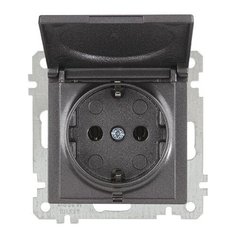 Розетка 1-ая (скрытая, без рамки, с/з, с крышкой) дымчатая, DARIA, MUTLUSAN (16 A, 250 V, IP 20) (2100 610 0295)