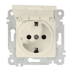Розетка 1-ая (скрытая, без рамки, с/з, с крышкой) кремовая, RITA, MUTLUSAN (16 A, 250 V, IP 20) (2200 610 0202)