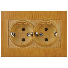 Розетка 2-ая (скрытая, с/з) дуб, RITA, MUTLUSAN (16 A, 250 V, IP 20, без рамки) (2200 202 0258)