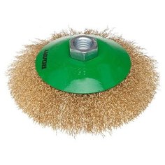 Щетка дисковая гофр.125мм/M14 ВОЛАТ (для УШМ шлифмашины болгарки М14 тарелка торцевая крацовка) (81050-125)