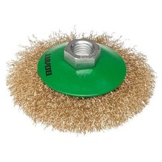 Щетка дисковая гофр.100мм/M14 ВОЛАТ (для УШМ шлифмашины болгарки М14 тарелка торцевая крацовка) (81050-100)