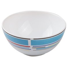 Салатник керамический, 123 мм, круглый, серия Самсун, голубая полоска, PERFECTO LINEA (Супер цена!) (18-985400)