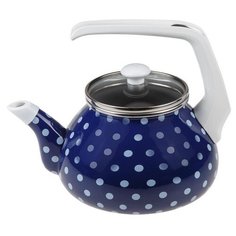 Чайник стальной эмалированный, 2.2 л, серия Горошек, PERFECTO LINEA (диаметр 11,5 см, высота 12 см подходит для всех типов плит, включая индукцию) (52