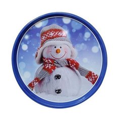 Поднос жестяной "Снеговик" 297х277х16мм., ЖЕСТЕУПАКОВКА (ЖУ23.000-22)