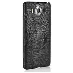 Чехол-накладка Mypads на Microsoft Lumia 950 XL/ 950 XL Dual Sim тонкий задний бампер на пластиковой основе с отделкой под кожу крокодила черный