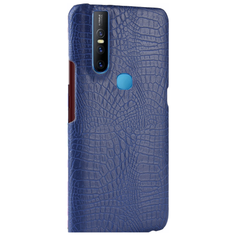Чехол-панель Mypads для Vivo V15 тонкий задний бампер на пластиковой основе с отделкой под кожу крокодила синий