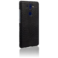 Чехол-панель Mypads для Nokia 2.2 тонкий задний бампер на пластиковой основе с отделкой под кожу крокодила черный