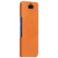 Чехол-накладка Mypads на Sony Xperia 20/ XA4 элегантный тонкий на пластиковой основе с дизайном под кожу крокодила оранжевый