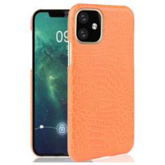 Чехол-накладка Mypads на iPhone XI / iPhone 11 элегантный тонкий на пластиковой основе с дизайном под кожу крокодила оранжевый