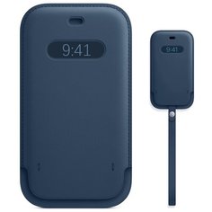 Магнитный чехол-конверт MyPads из натуральной высококачественной кожи премиум класса для iPhone 12 mini (5.4) синий