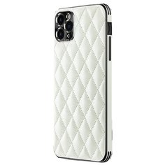 Чехол-бампер-накладка MyPads на iPhone 12 mini (5.4) роскошная элитная задняя панель-крышка на силиконовой основе обтянутая импортной кожей прошитой стёганым узором цвет королевский белый