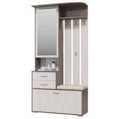 Шкаф в прихожую с вешалкой 2-3431 Домино, цвет бодега тёмный/бодега светлый