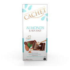 Шоколад Cachet с миндалем и морской солью, горький 57%, 100 г