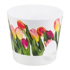 Кашпо НИКА ДЕКО 0,8л с прикорневым поливом (тюльпаны) (М3076) (IDEA)