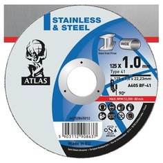 Круг отрезной 125х1.6x22.2 мм для металла ATLAS NORTON (A46S-T41 металл/нержавейка) (66252845013)