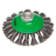 Щетка дисковая косич.100мм/M14 ВОЛАТ (для УШМ шлифмашины болгарки М14 тарелка торцевая крацовка) (81060-100)