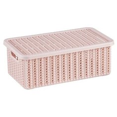 Ящик для хранения с крышкой ВЯЗАНИЕ 95x150x270мм (чайная роза) (М2369) (IDEA)