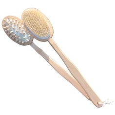 ЩЕТКА-МАССАЖЕР ДВУСТОРОННЯЯ ДЕРЕВ. С РУЧКОЙ "YORK"