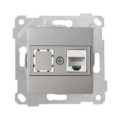 Розетка компьютерная 1xRJ45 (Cat5e, скрытая, без рамки) титан, RITA, MUTLUSAN (2200 136 0183)
