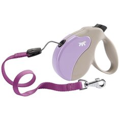 Поводок-рулетка для собак Ferplast Amigo cord L бежевый/фиолетовый 5 м