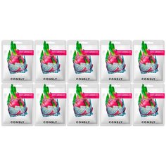 Consly Dragon fruit mask pack, 20мл Маска тканевая антивозрастная с экстрактом драгонфрута, 20 мл x 10 шт