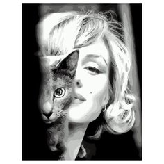 Картина по номерам Paintboy, 59052 Мэрилин с котёнком 40x50смсм