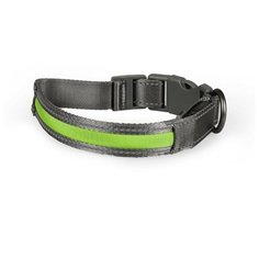 Ошейник для собак светящийся DUVO+ , 36-51см/25мм, нейлон, серо-зеленый (Бельгия)