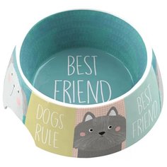 Миска для животных TARHONG "Best Friends", голубая с рисунком, 18х18х7см (590мл)