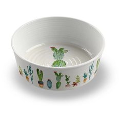 Миска для животных TARHONG "Cactus", белая с рисунком, 17х17х5.9см (950мл)