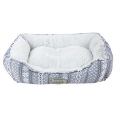 Лежак для животных SCRUFFS с бортиками "Santa Paws", бело-серый, 60x50 (Великобритания)