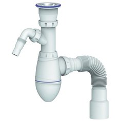 A320V Сифон для умыв. 1.1/2" х 40 (нерж. вып, отвод для стир. маш, винт 80) унив.г.т.40х40/50Unicorn