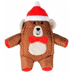 Игрушка для собак DUVO+ мягкая "Новогодний Мишка с бабочкой", коричневый, 24х19х6см (Бельгия)