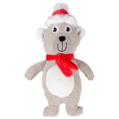 Игрушка для собак DUVO+ мягкая "Новогодний Мишка", серый, 22х11х5см (Бельгия)