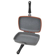 Сковорода - гриль DARIIS 34х24 см двусторонний литой Гранит серый ILAG PREMIUM Турция HUR-A-15323