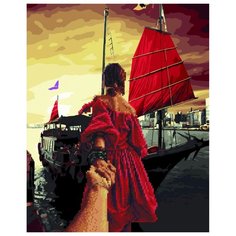 Картина по номерам с мозаикой Paintboy арт.1068 Следуй за мной. Алые паруса, холст на подрамнике 40х50см