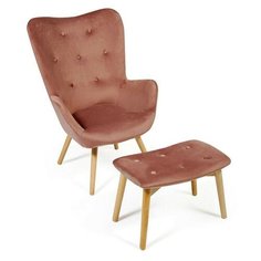 Кресло TetChair Secret De Maison Kontour с оттоманкой (mod.1534L) размер: 67х76 см, обивка: ткань, цвет: коралловый