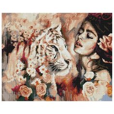 Алмазная мозаика Paintboy GF 4495 Жасмин с тигром в цветах 40x50см