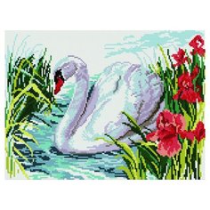 Алмазная мозаика Paintboy EF 366 Белый лебедь на пруду 30x40см