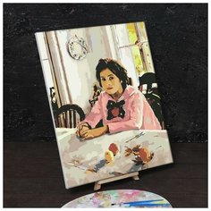 Картина по номерам Школа талантов на холсте, с подрамником "Девочка с персиками" Валентин Серов, 40*50 см