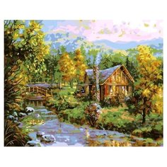 Картина по номерам Paintboy GX 38903 Домик у речки , холст на подрамнике 40х50см