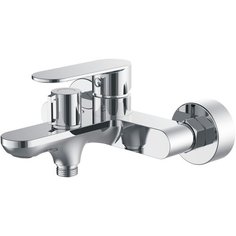 HAIBA Смеситель для ванны латунный с литым изливом и душевой лейкой, хромированный HB590