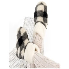 Тапочки высокие ALWERO клетка/белый 37-38