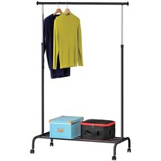 Стойка UniStor PATRICK для одежды на колёсах и полкой для обуви. Напольная вешалка для одежды