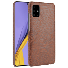Чехол-накладка Mypads на Samsung Galaxy A51 SM-A515F (2020) элегантный тонкий на пластиковой основе с дизайном под кожу крокодила коричневый