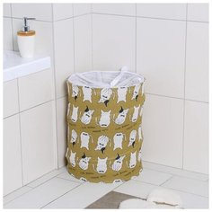 Корзина для белья складная Доляна "Котики", 35,5*35,5*43,5 см