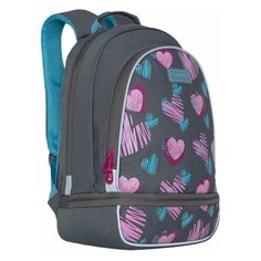 Рюкзак GRIZZLY школьный, анатомическая спинка, для девочек, "Сердечки", 40х29х17 см, RG-169-2/1, 1 шт.