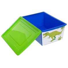 Ящик для хранения ZABIAKA универсальный, с крышкой, "Дино", объем 30 л, цвет синий