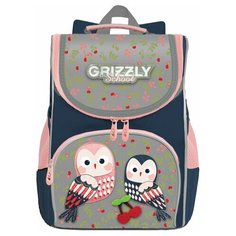 Ранец GRIZZLY школьный, анатомическая спинка, на ножках, для девочек, "Совы", 33х25х13 см, RAm-184-11/2, 1 шт.